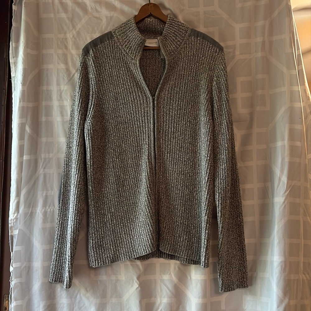 Liz Claiborne Gray Zip Up Sweater with Chunky Knit